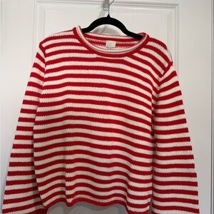 A New Day 100% Cotton Red and White Striped Sweater